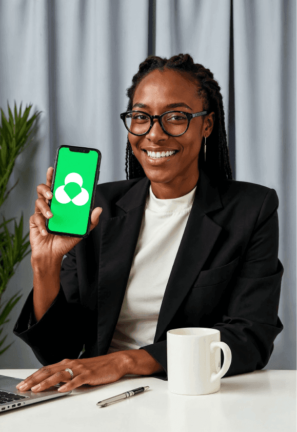 Business owner using OyaLinkup on their phone
